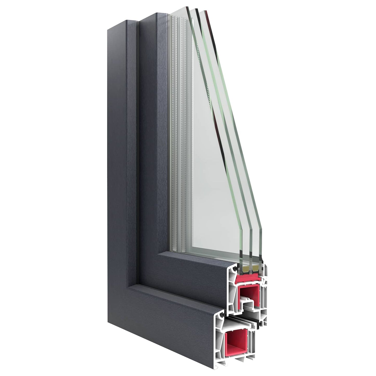 Kjølevindu RISOR 110 x 50 cm PVC og glass Antrasitt