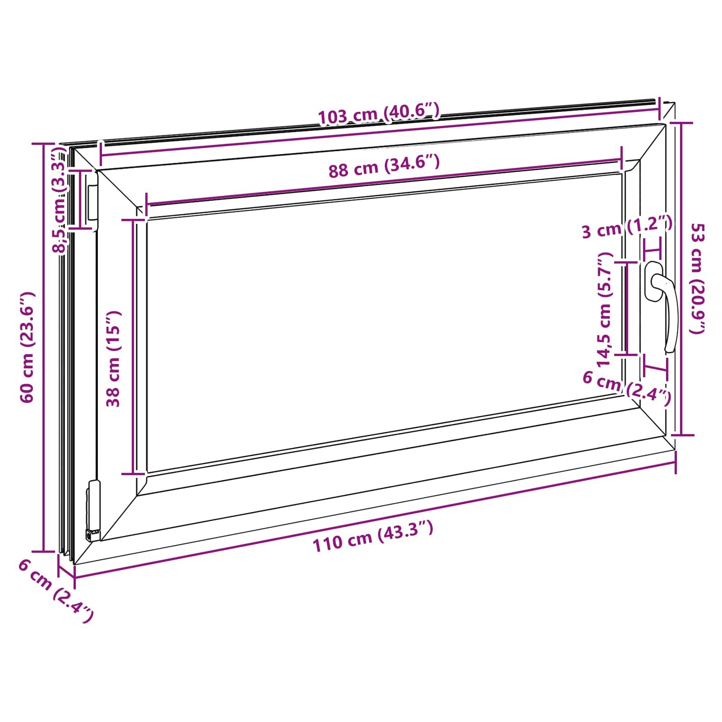 Kjølevindu RISOR 110 x 60 cm PVC og glass Antrasitt