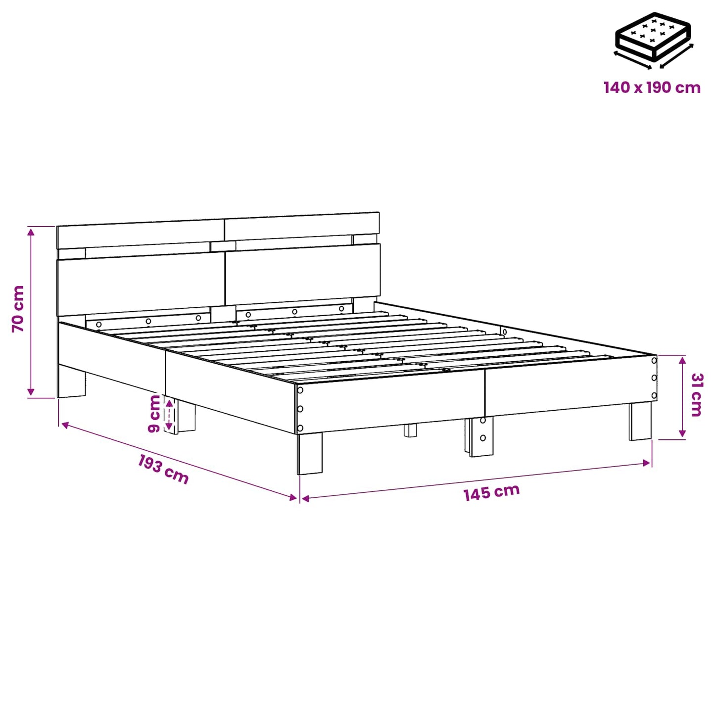 Sengestamme Artisan eik 140 x 190 cm Konstruert tre