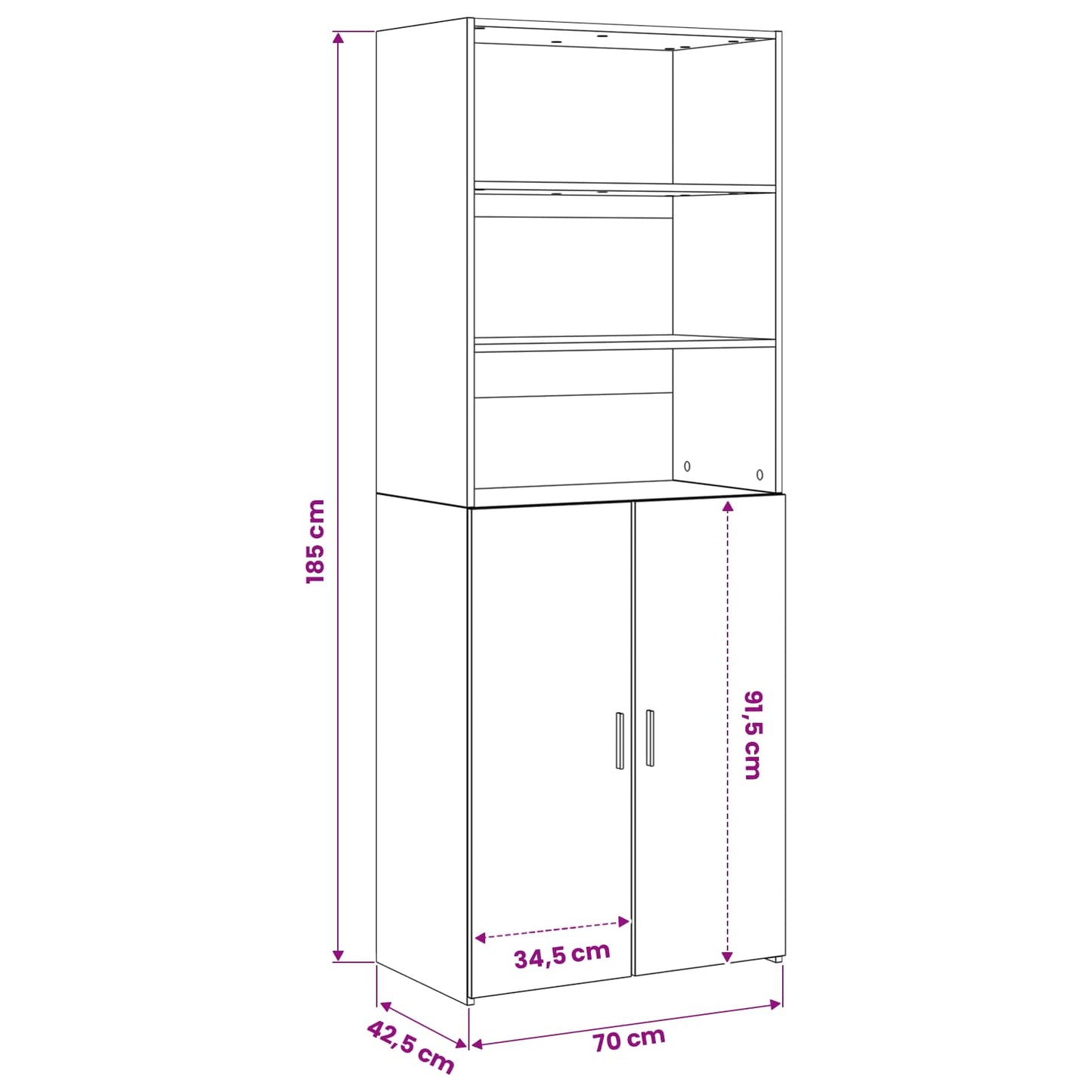 Høyskap Gammelt tre 70 x 42,5 x 185 cm Konstruert tre