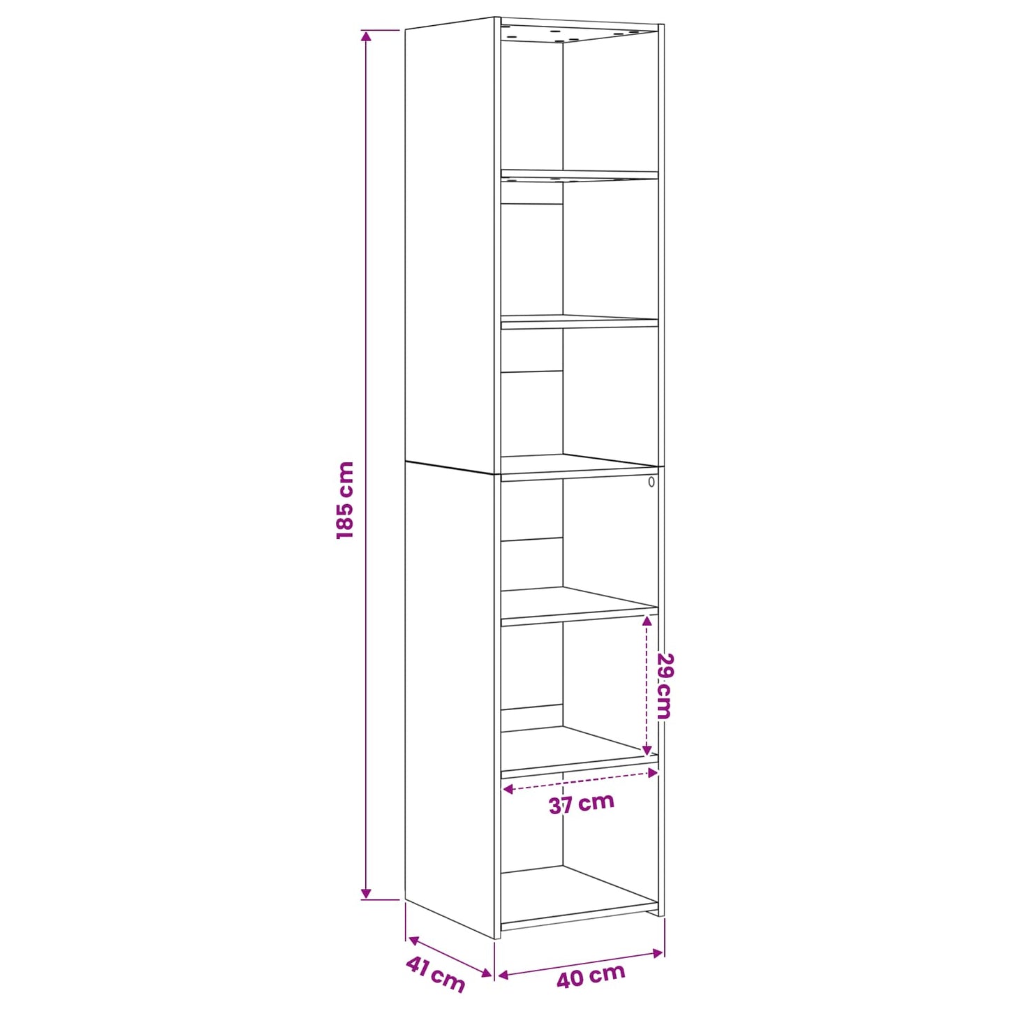 Serviesskap Artisan eik 40 x 41 x 185 cm Konstruert tre
