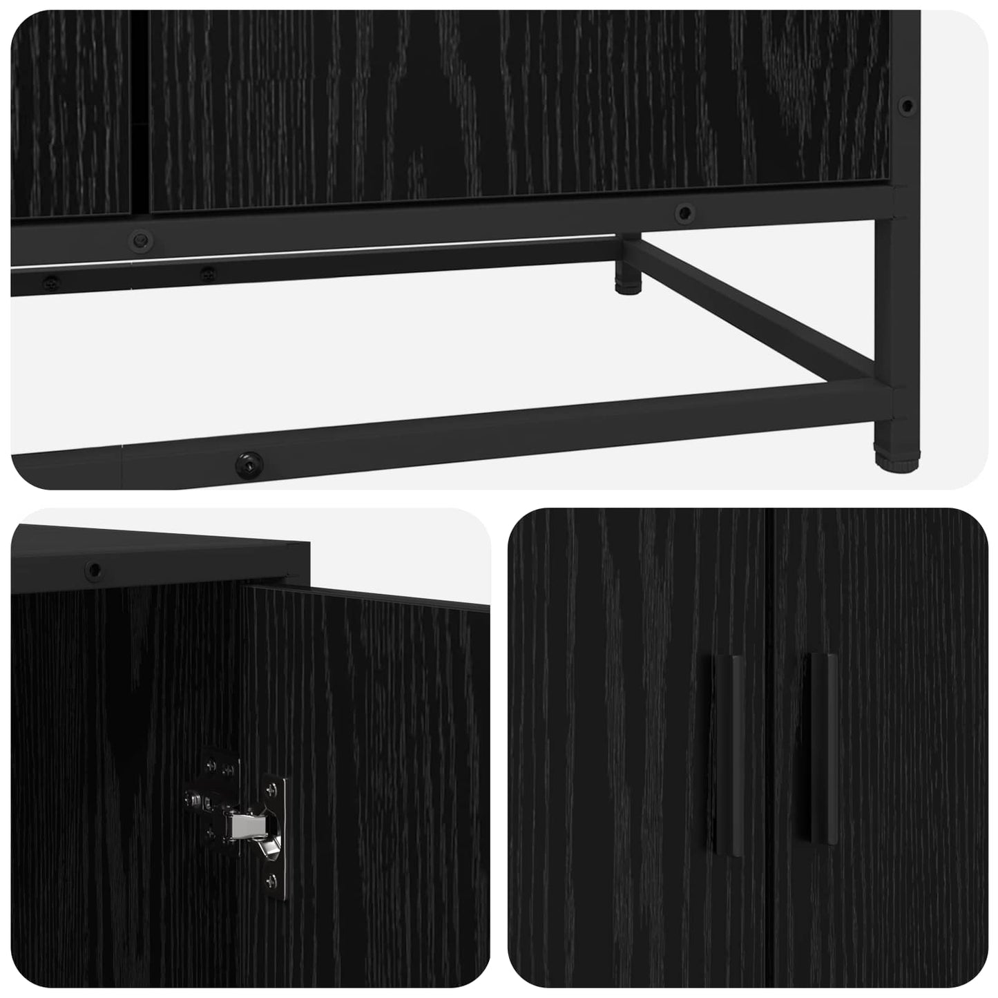 Serviesskap Svart eik 134 x 35 x 76 cm Konstruert tre