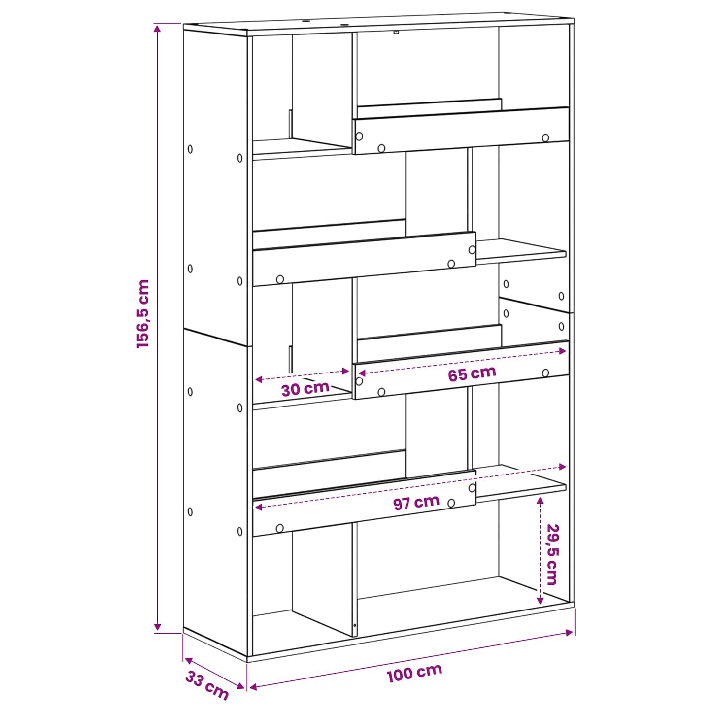 Bokhylle Svart eik 100 x 33 x 156,5 cm Konstruert tre