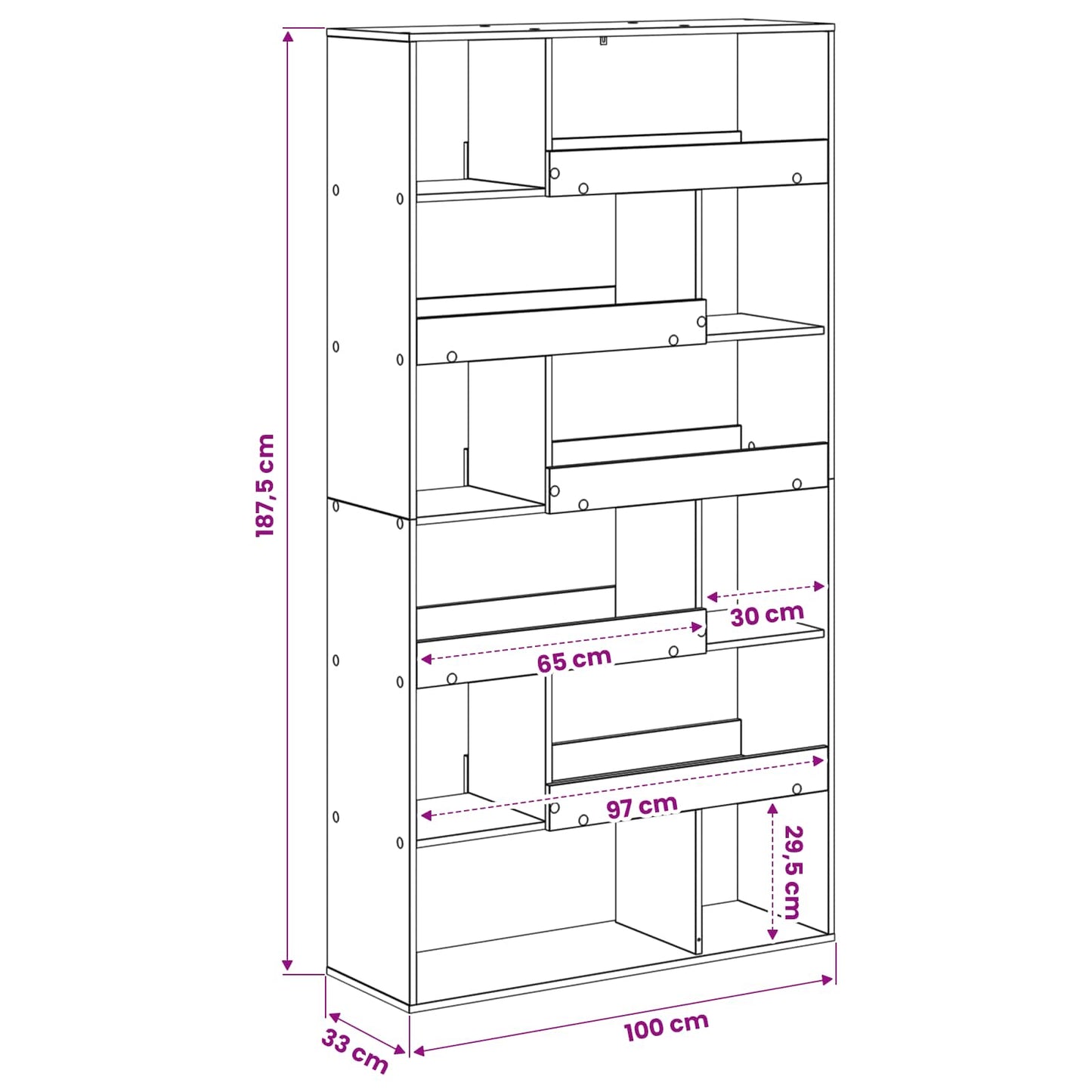 Bokhylle Svart eik 100 x 33 x 156,5 cm Konstruert tre