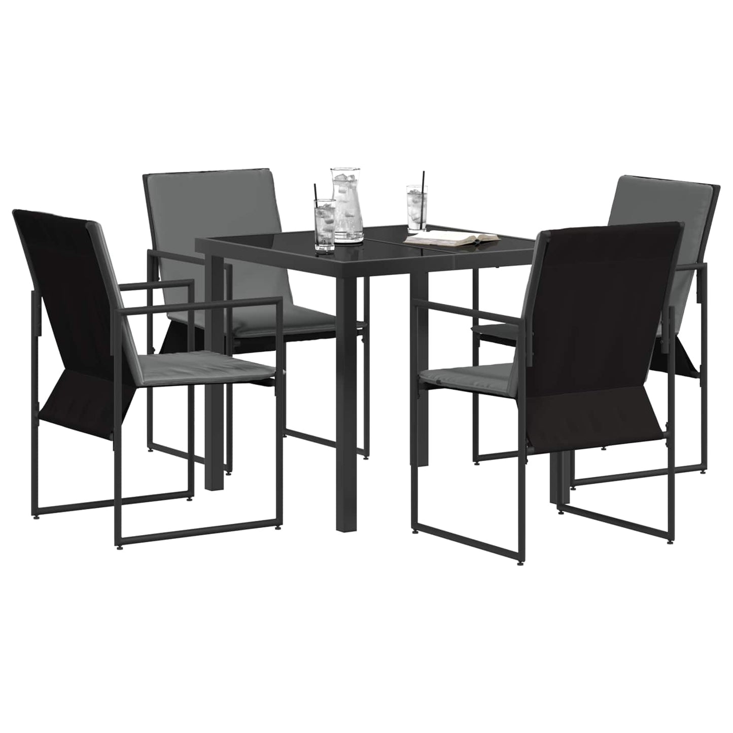 Hage Spisegruppe 5 pcs Svart og Anthracite 80 x 80 x 73 cm