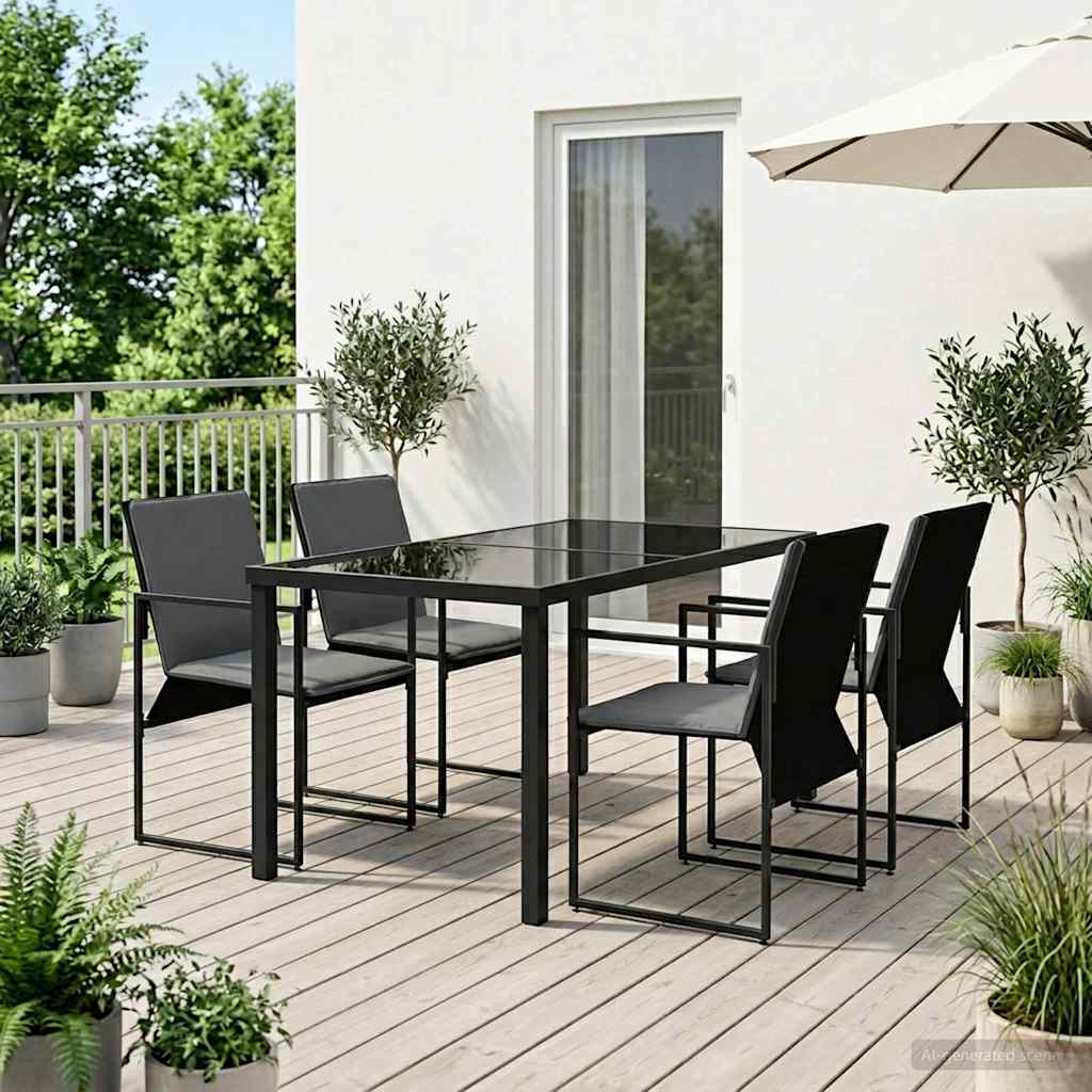 Hage Spisegruppe 5 pcs Svart og Anthracite 140 x 70 x 73 cm