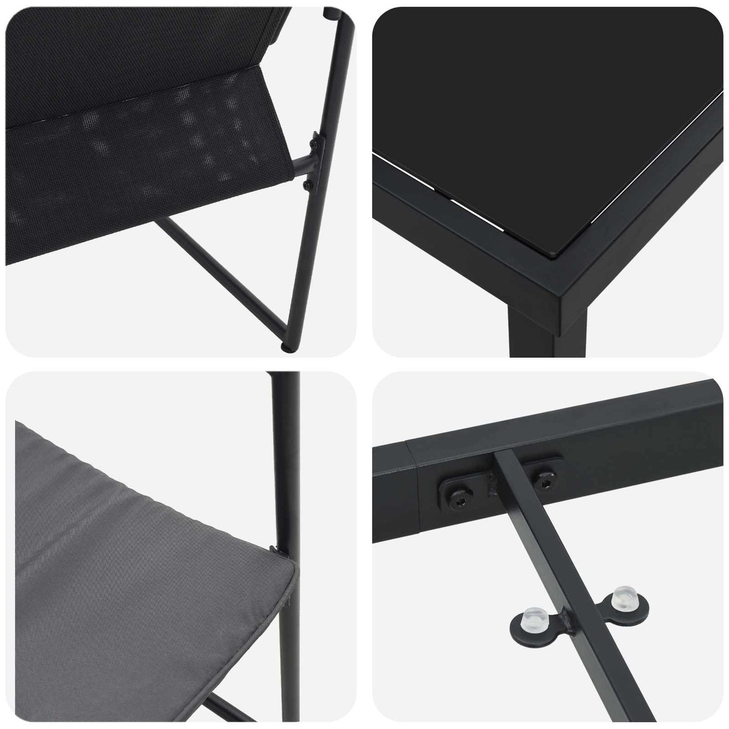 Hage Spisegruppe 9 pcs Svart og Anthracite 200 x 80 x 73 cm
