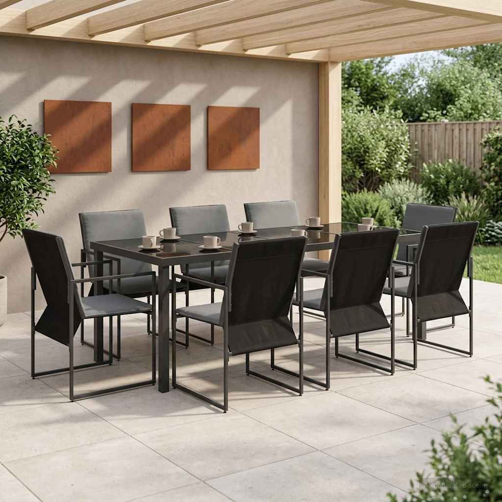 Hage Spisegruppe 9 pcs Svart og Anthracite 200 x 80 x 73 cm