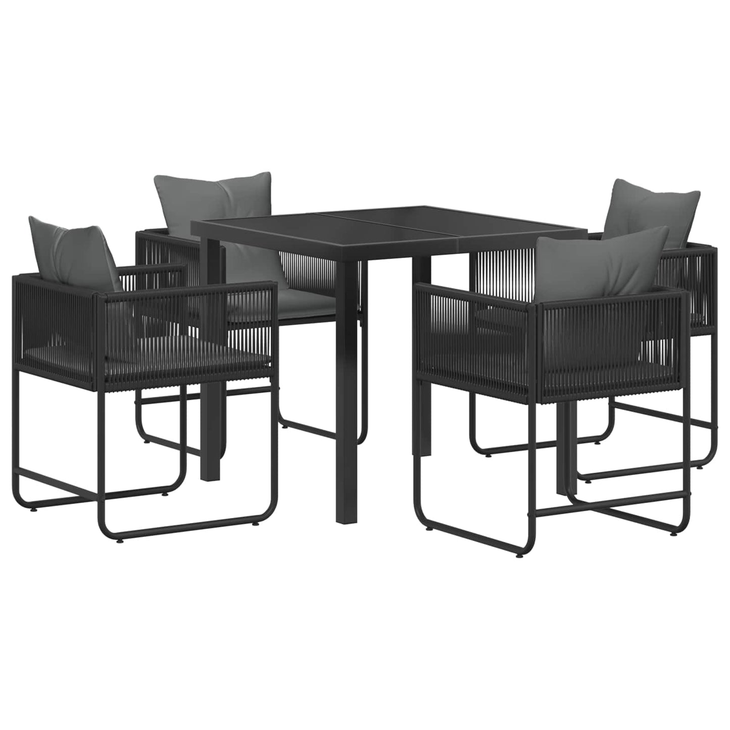 Hage Spisegruppe 5 pcs Svart og Anthracite 80 x 80 x 73 cm