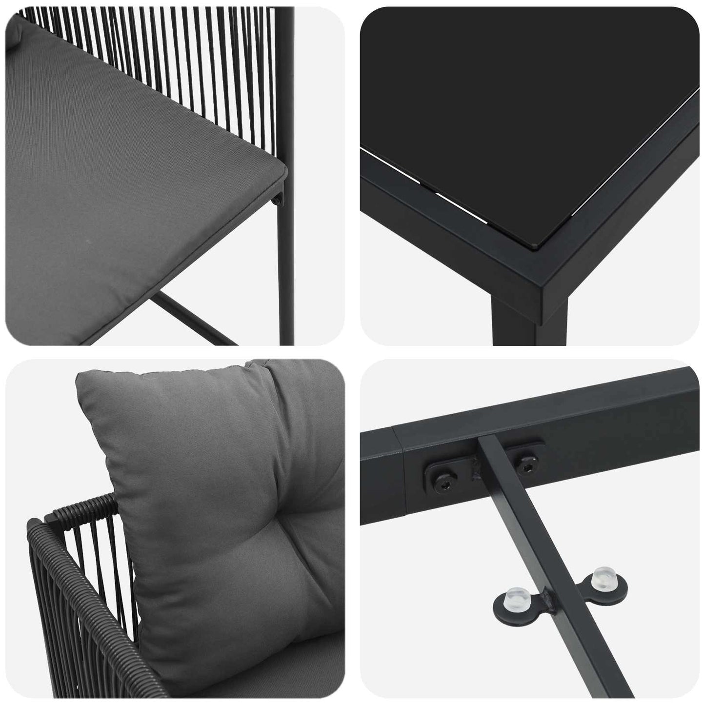 Hage Spisegruppe 5 pcs Svart og Anthracite 140 x 80 x 73 cm