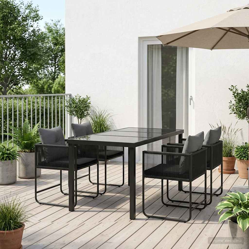 Hage Spisegruppe 5 pcs Svart og Anthracite 140 x 80 x 73 cm