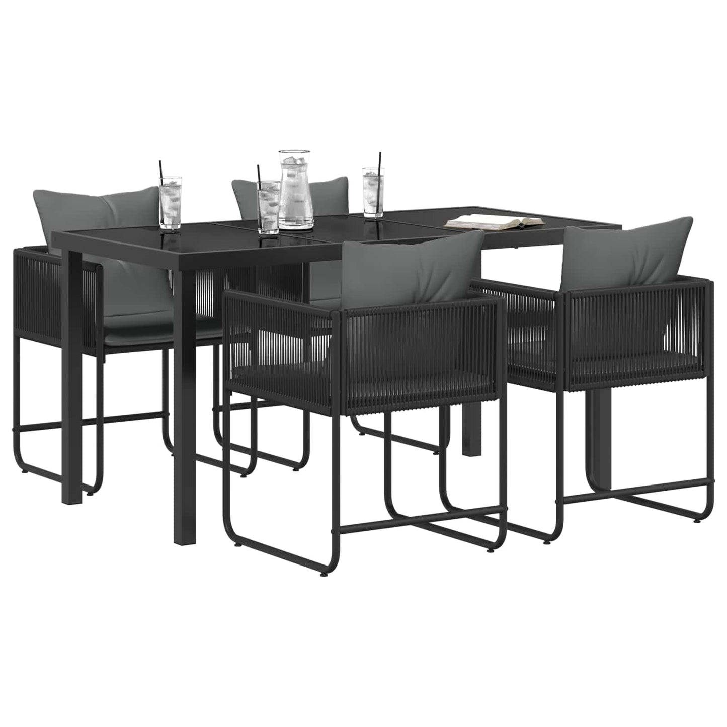 Hage Spisegruppe 5 pcs Svart og Anthracite 140 x 80 x 73 cm