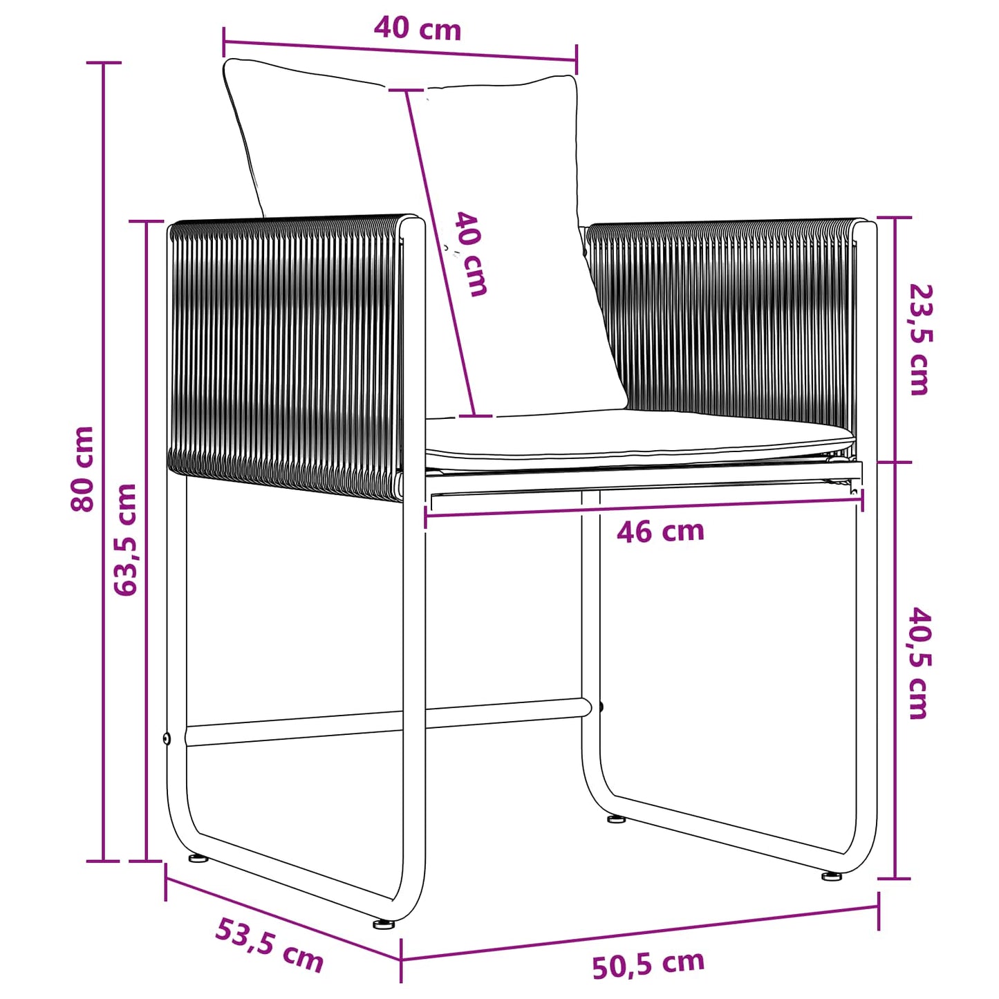 Hage Spisegruppe 9 pcs Svart og Anthracite 160 x 80 x 73 cm