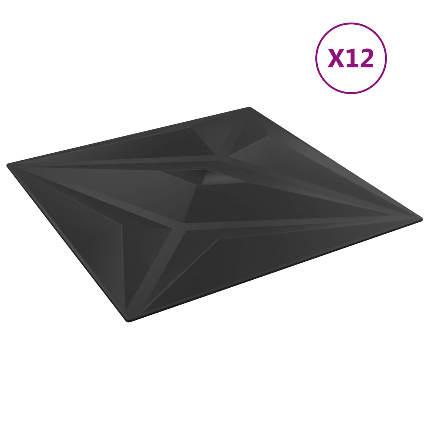 Veggpaneler Stjerne 48 pcs Svart stjerne 50 x 50 cm XPS Skum