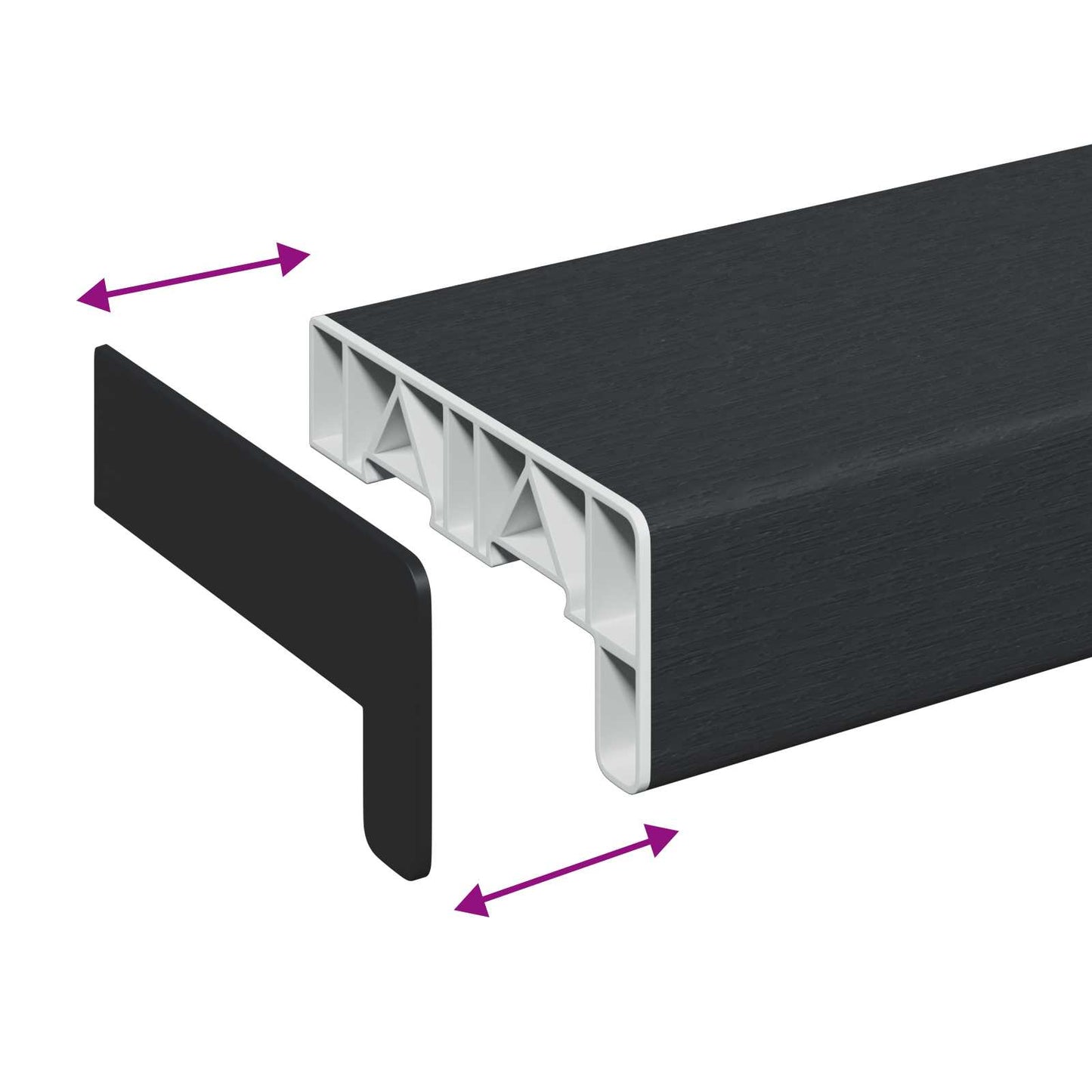 Vinduskarmer Antrasitt med treslag 160 x 15 x 4,5 cm PVC
