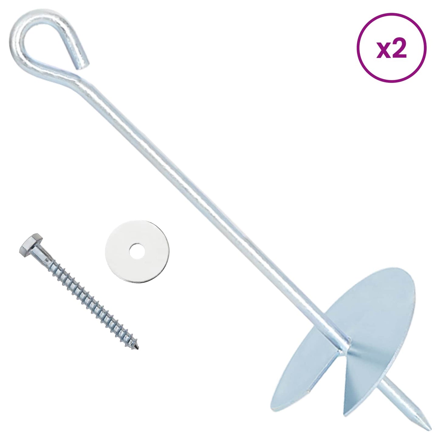 Jordanker 10 pcs Sølv Ø10 x 30 cm Galvanisert metall