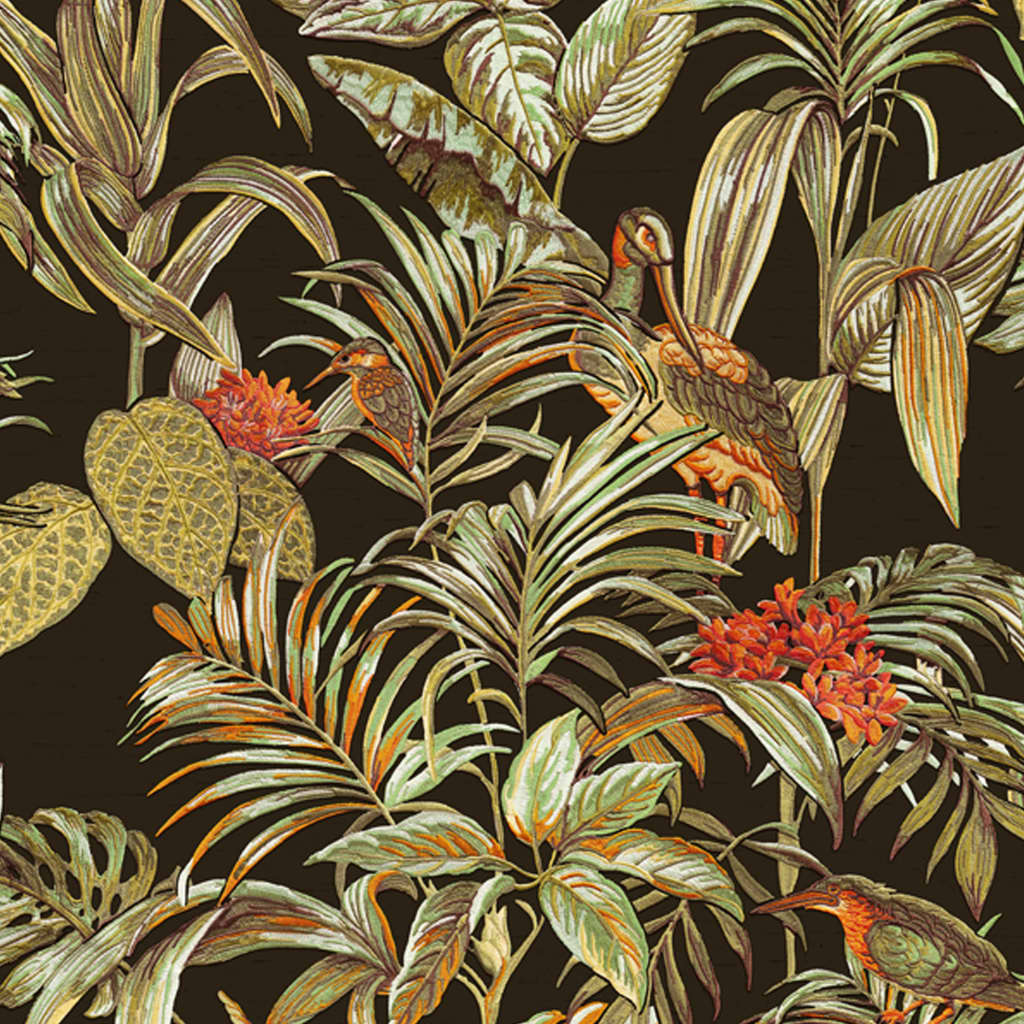 DUTCH WALLCOVERINGS Veggpanel Bird-of-Paradise svart