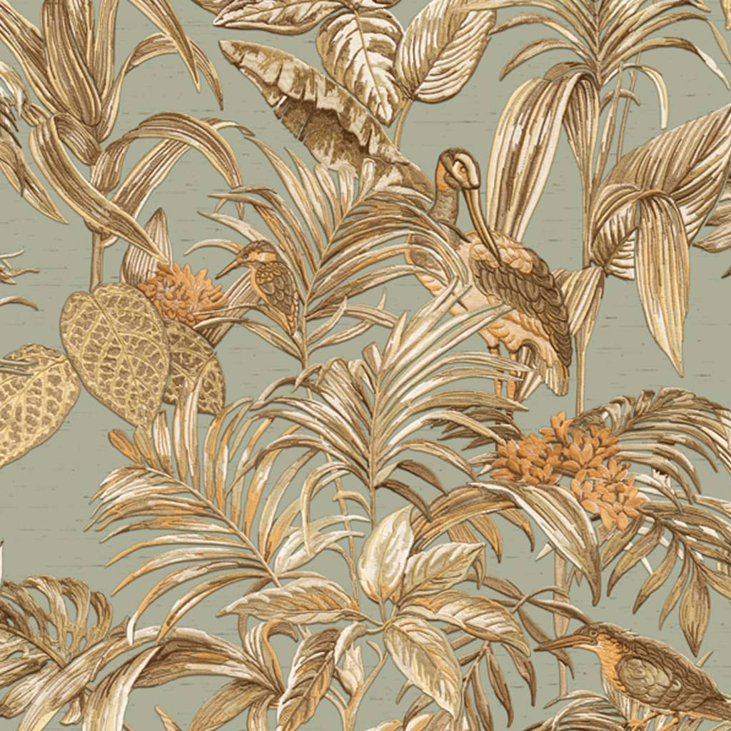 DUTCH WALLCOVERINGS Veggpanel Bird-of-Paradise blågrønn