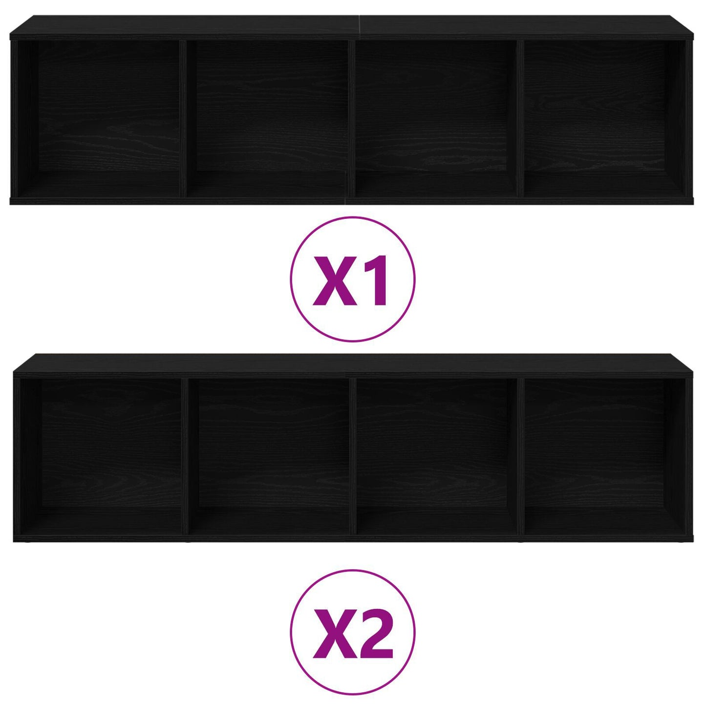 Bokhylle 3 pcs Svart Eik 36 x 30 x 143 cm Konstruert tre