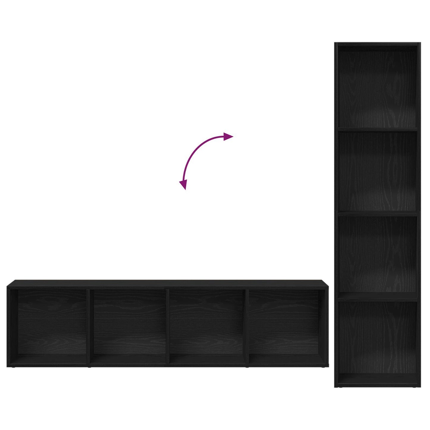 Bokhylle 3 pcs Svart Eik 36 x 30 x 143 cm Konstruert tre