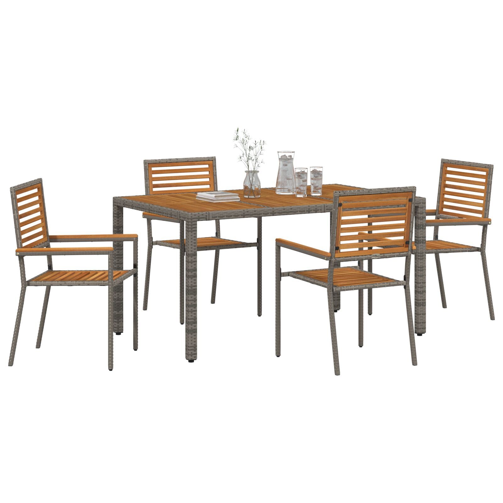 Hage Spisegruppe 5 pcs Grå 90 x 90 x 75 cm polyrotting