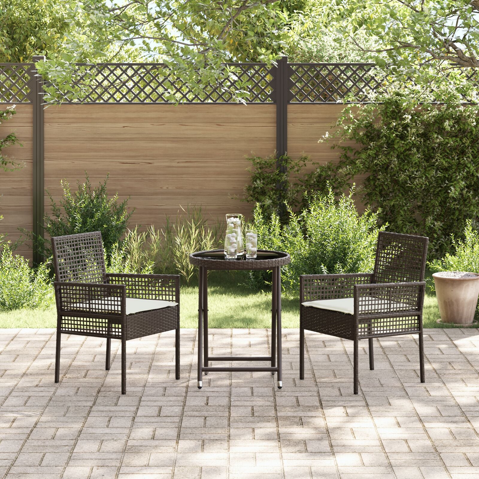 Hage Bistro Sett 3 pcs Brun Poly rattan