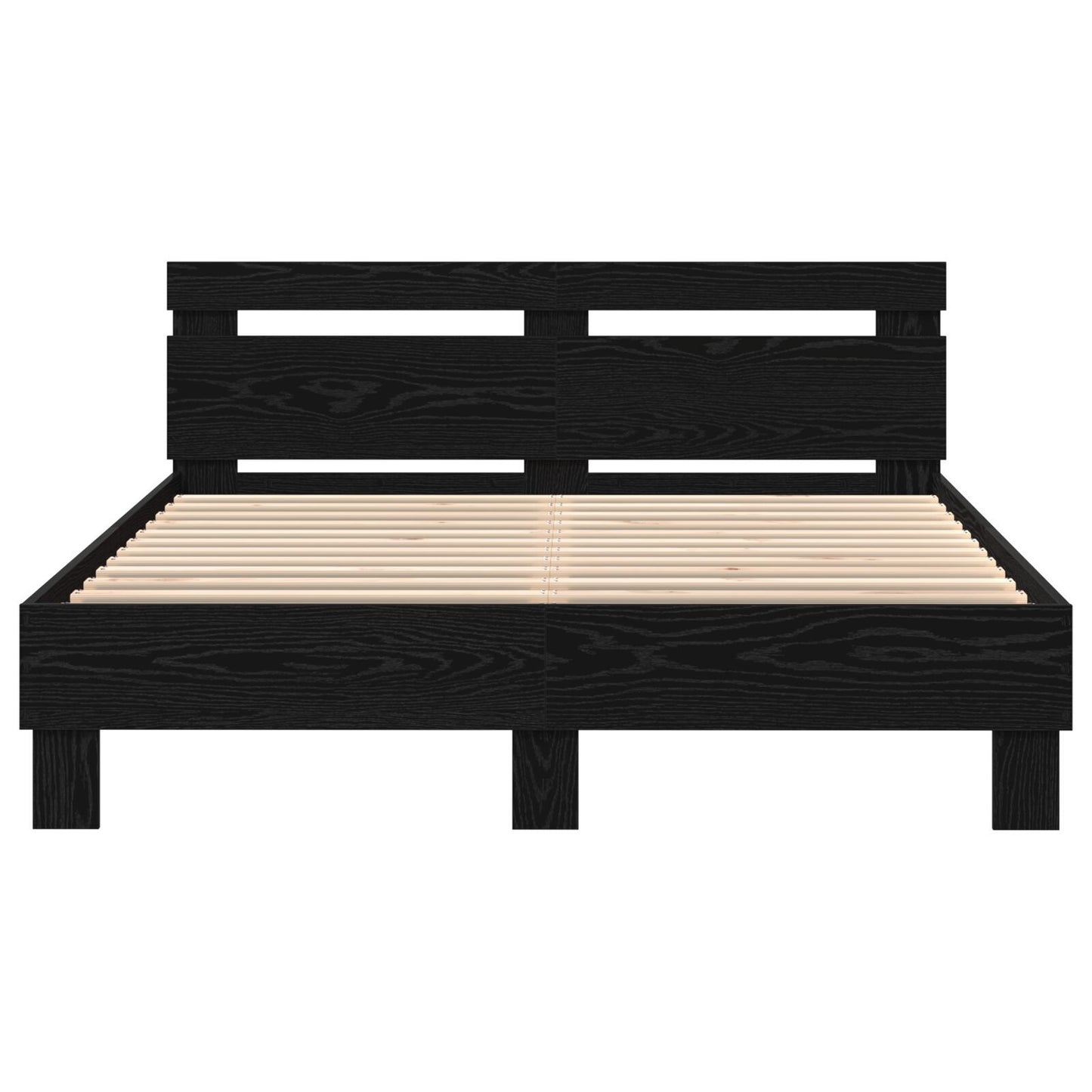 Sengestamme med LED Svart Eik 150 x 200 cm Konstruert tre