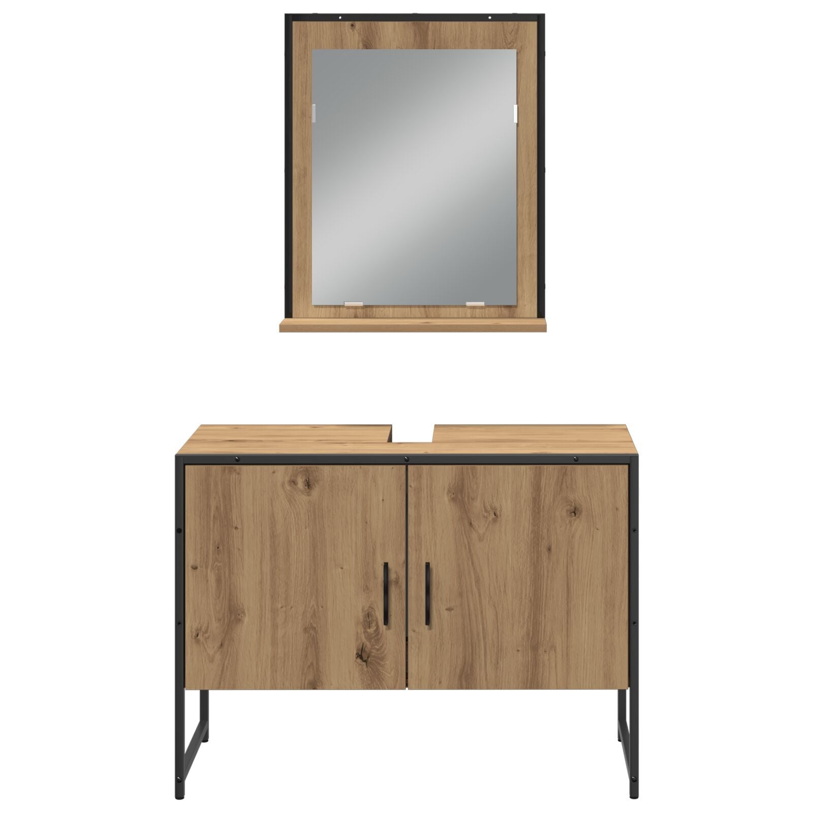 Baderomsinnredningssett med dør 3 pcs Brun 33 x 33 x 102.5 cm