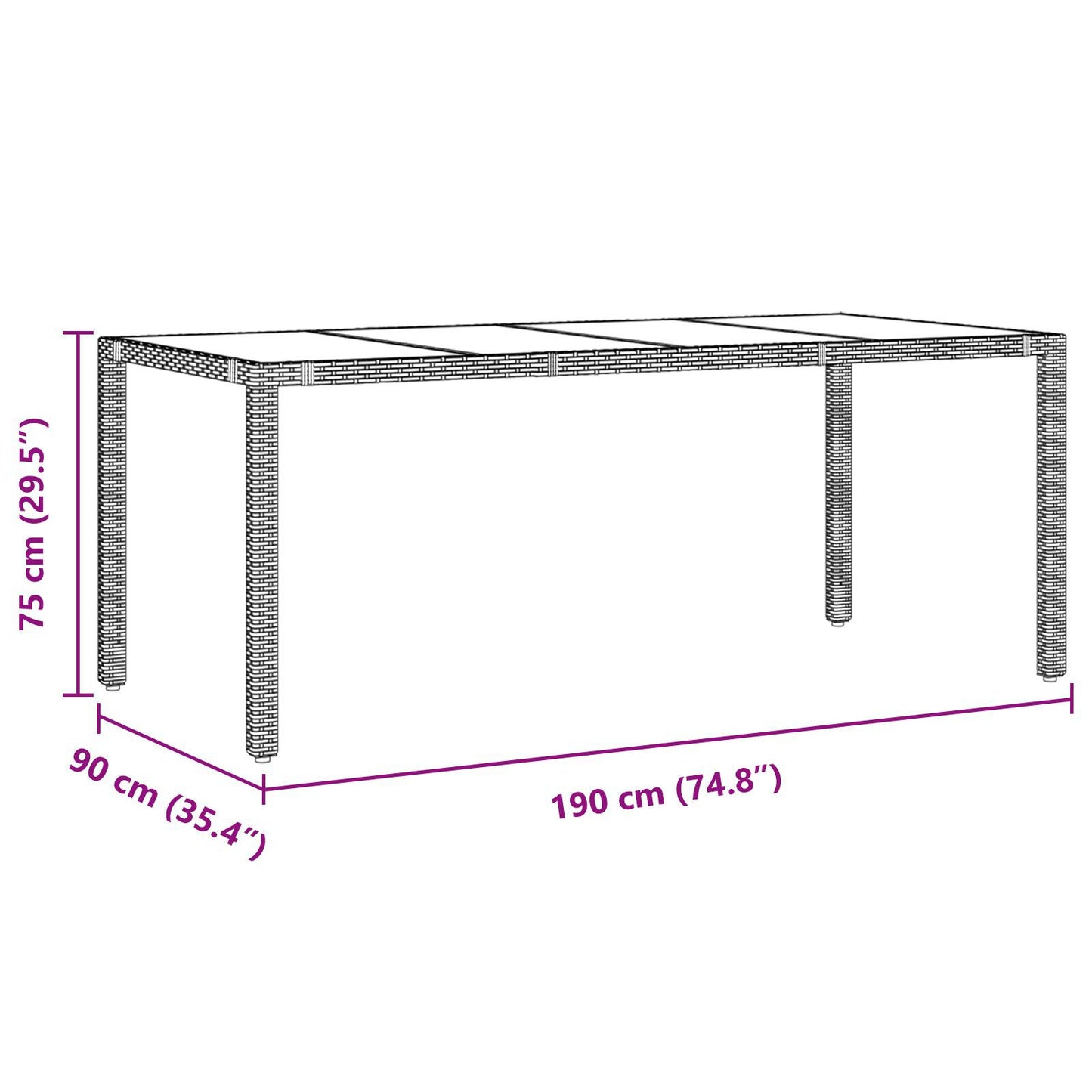Hage Spisegruppe 9 pcs Svart polyrotting