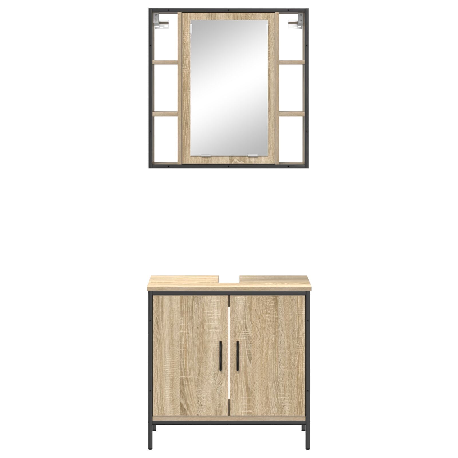 Baderomsinnredningssett med hylle 2 pcs Brun 60 x 30 x 60 cm