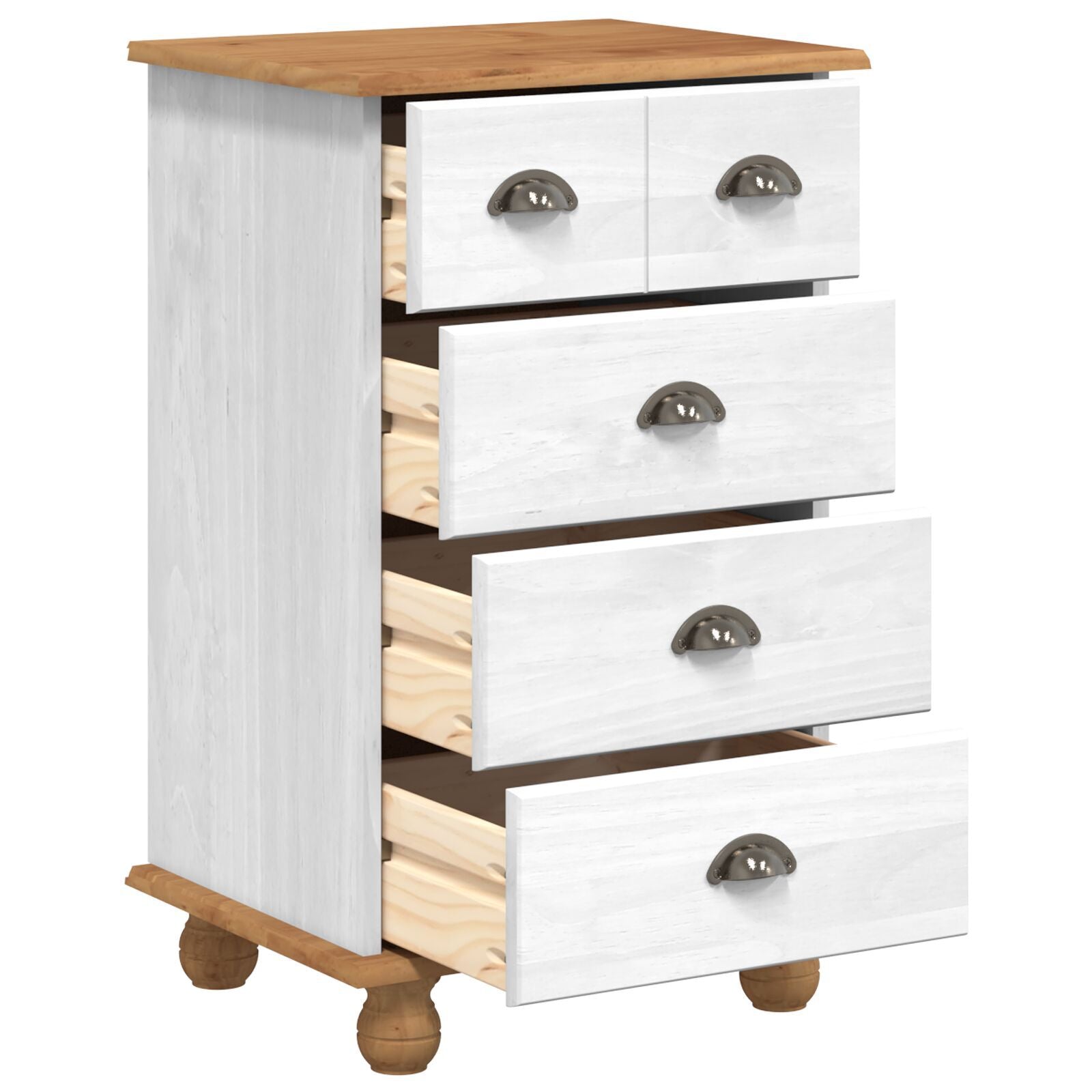 Skap med skuffer Hvit 45,8 x 40 x 79 cm Massivt furutre