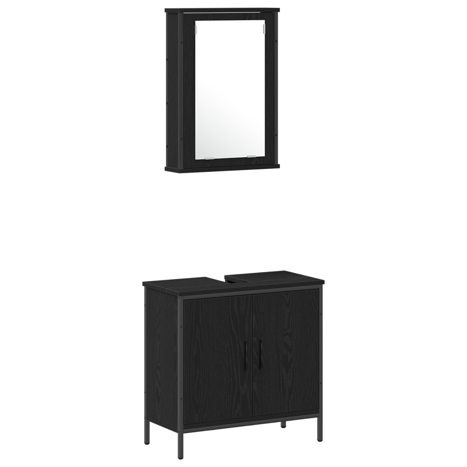Baderomsinnredningssett med dør 3 pcs Svart 33 x 33 x 185.5 cm