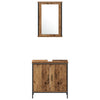 Baderomsinnredningssett med dør 3 pcs Brun 33 x 33 x 120.5 cm
