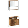 Baderomsinnredningssett med dør 3 pcs Brun 33 x 33 x 120.5 cm