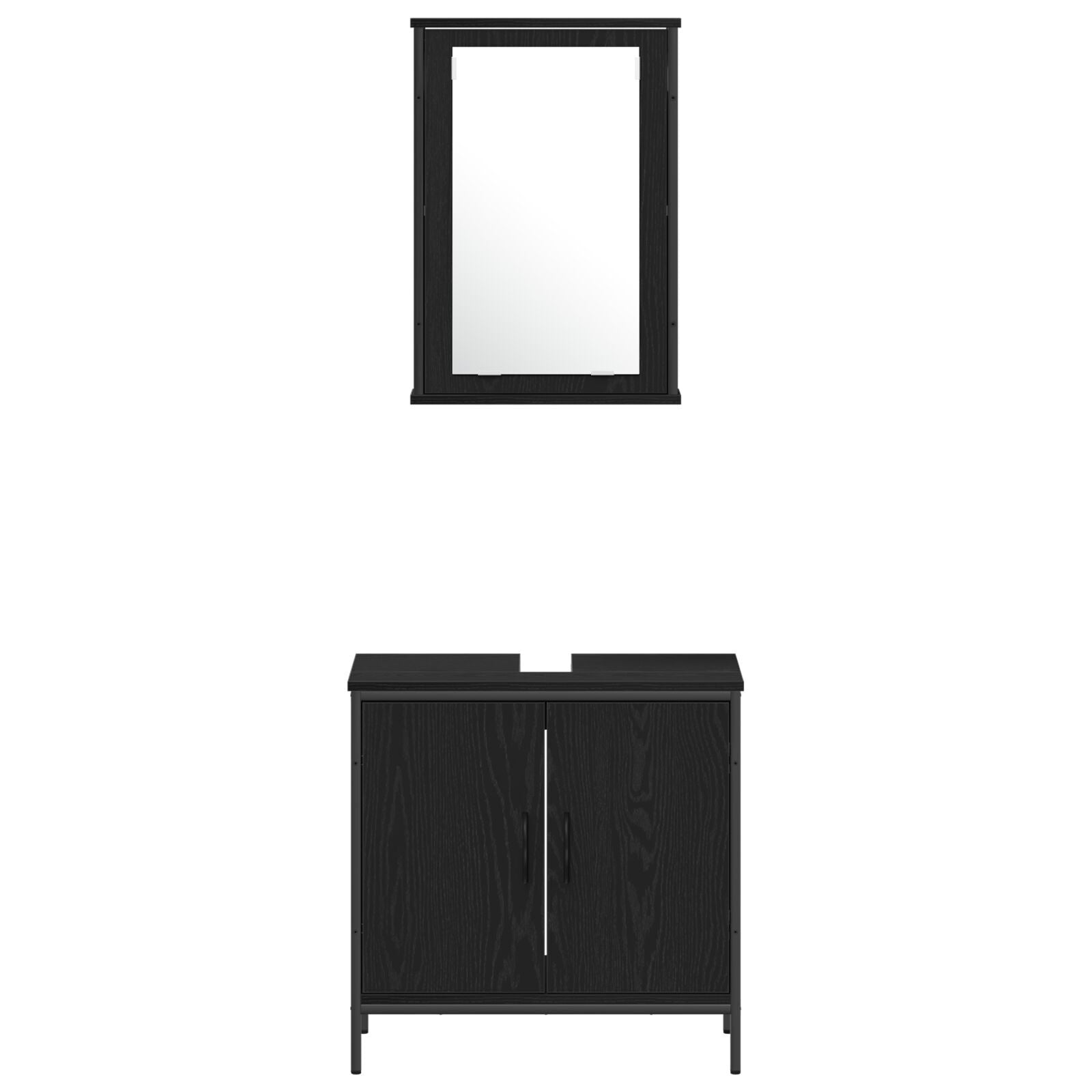 Baderomsinnredningssett med dør 3 pcs Svart 33 x 33 x 185.5 cm