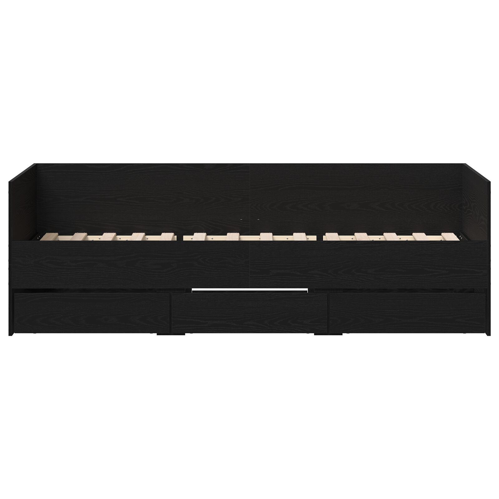 Dagseng ramme med skuffer Svart eik 90 x 190 cm Konstruert tre