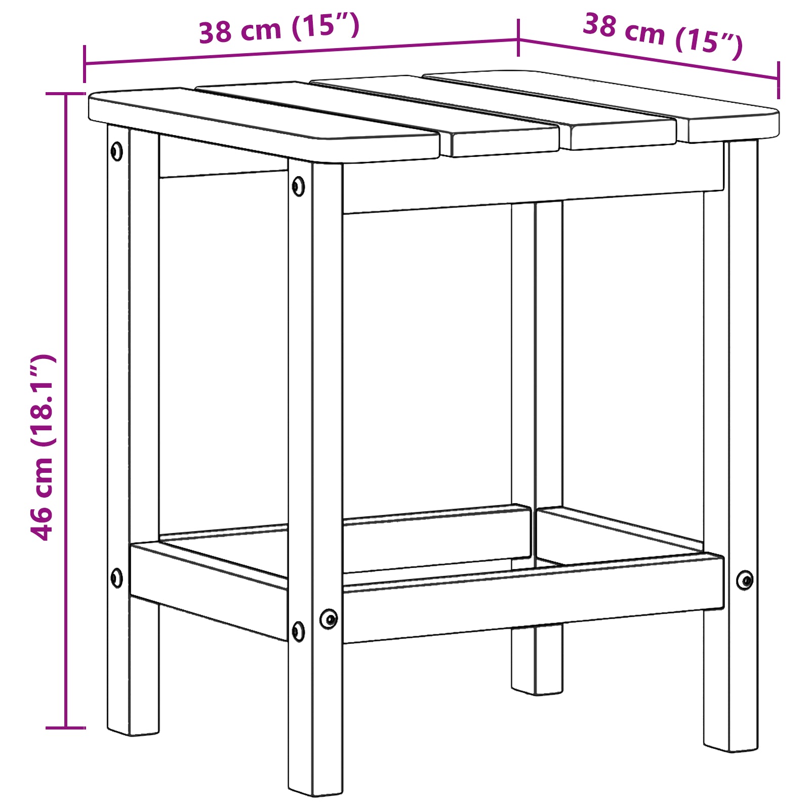 Adirondack Sidebord Hvit 38 x 38 x 46 cm HDPE