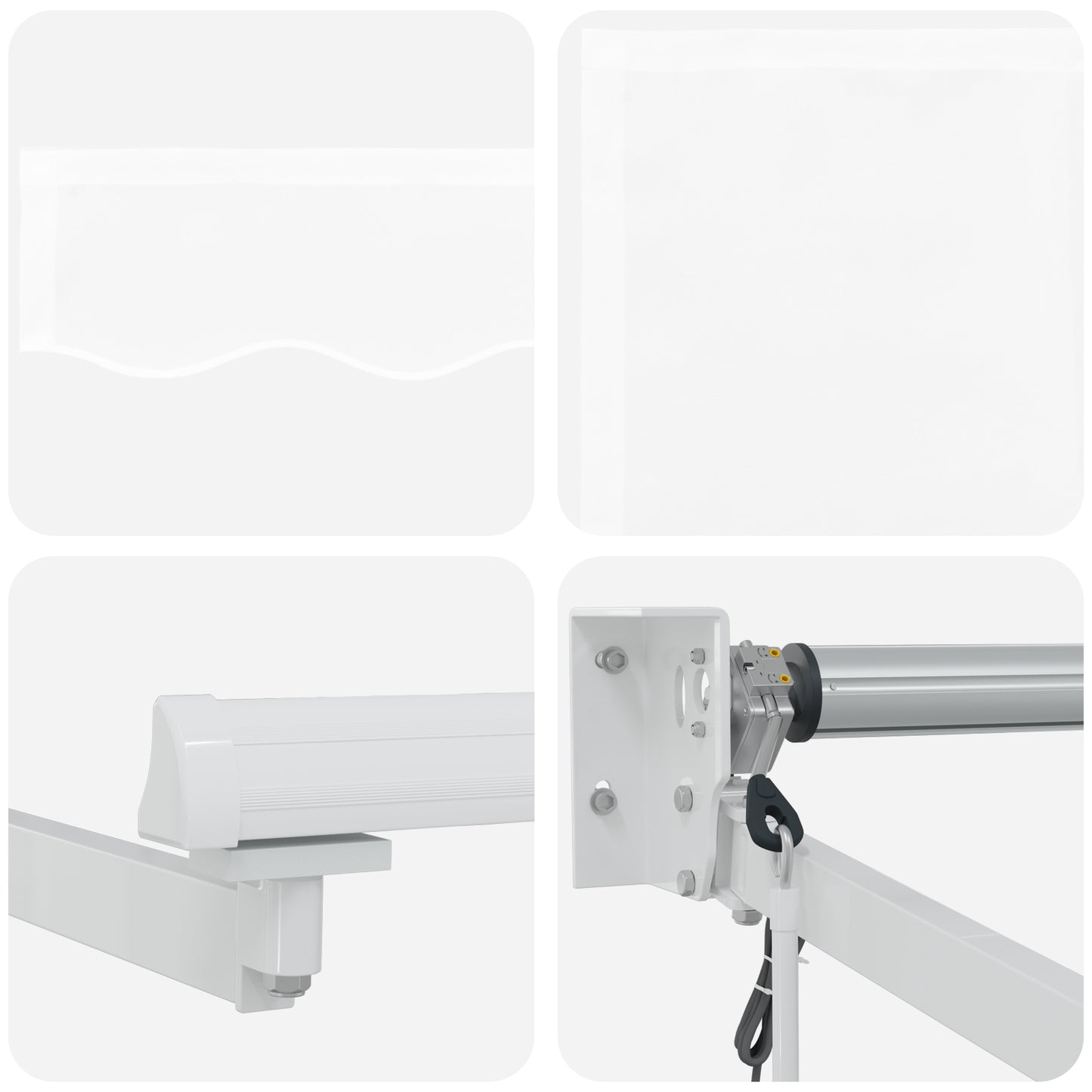 Uttrekkbar markise Hvit 350 x 250 cm Polyester og Metall