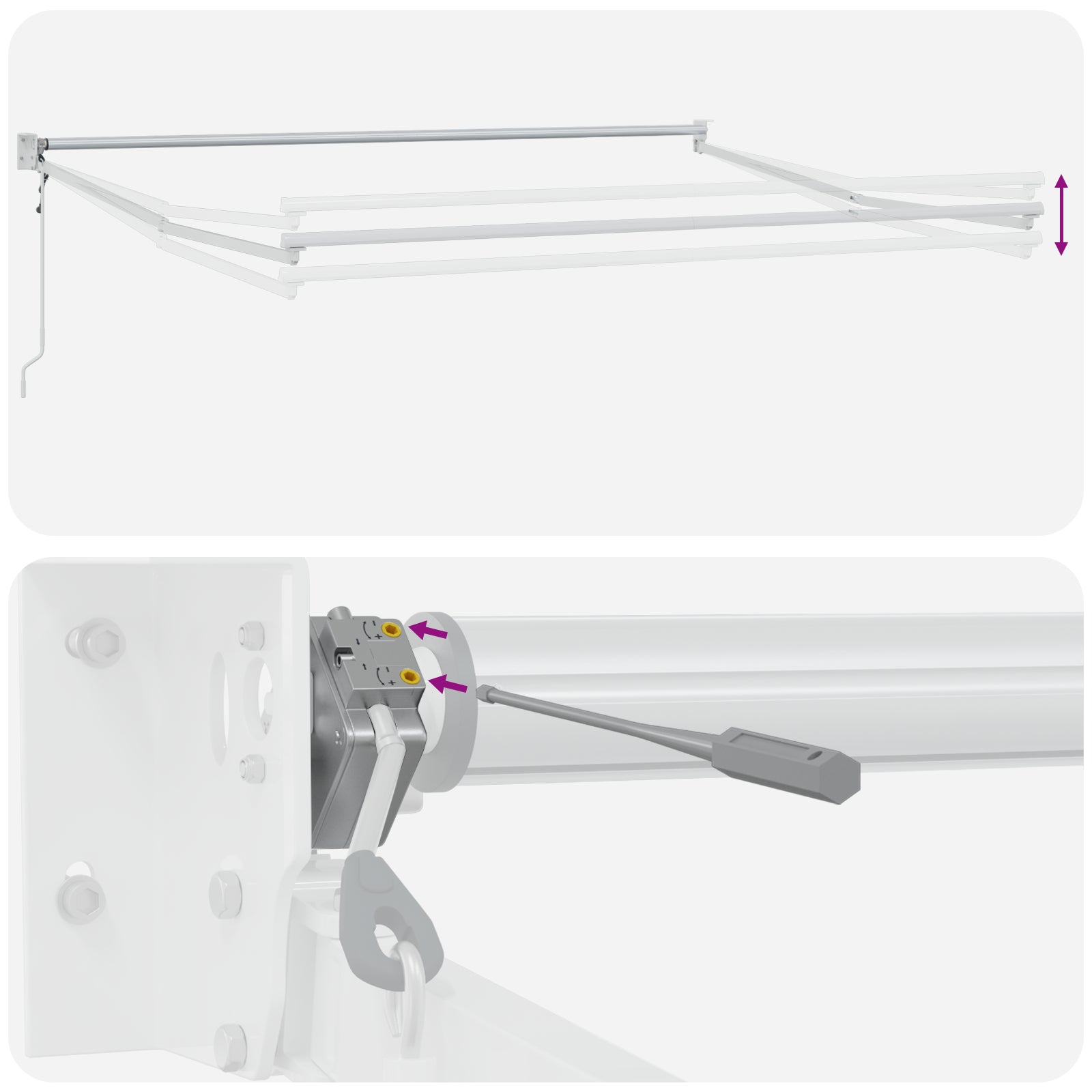 Innvendbar Markise Gul og grå og hvit 350 x 250 cm stoff