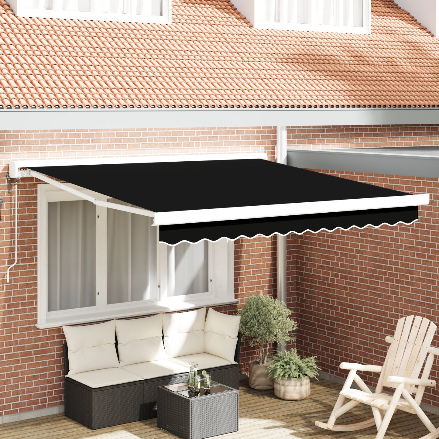 Uttrekkbar markise Svart 350 x 250 cm Stoff og Metall