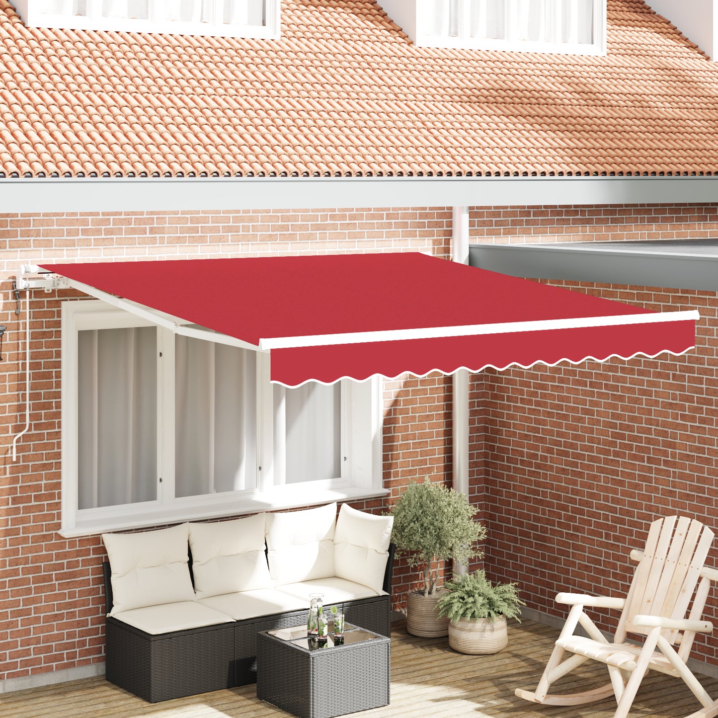 Uttrekkbar markise Rød 300 x 250 cm Stoff og Aluminium