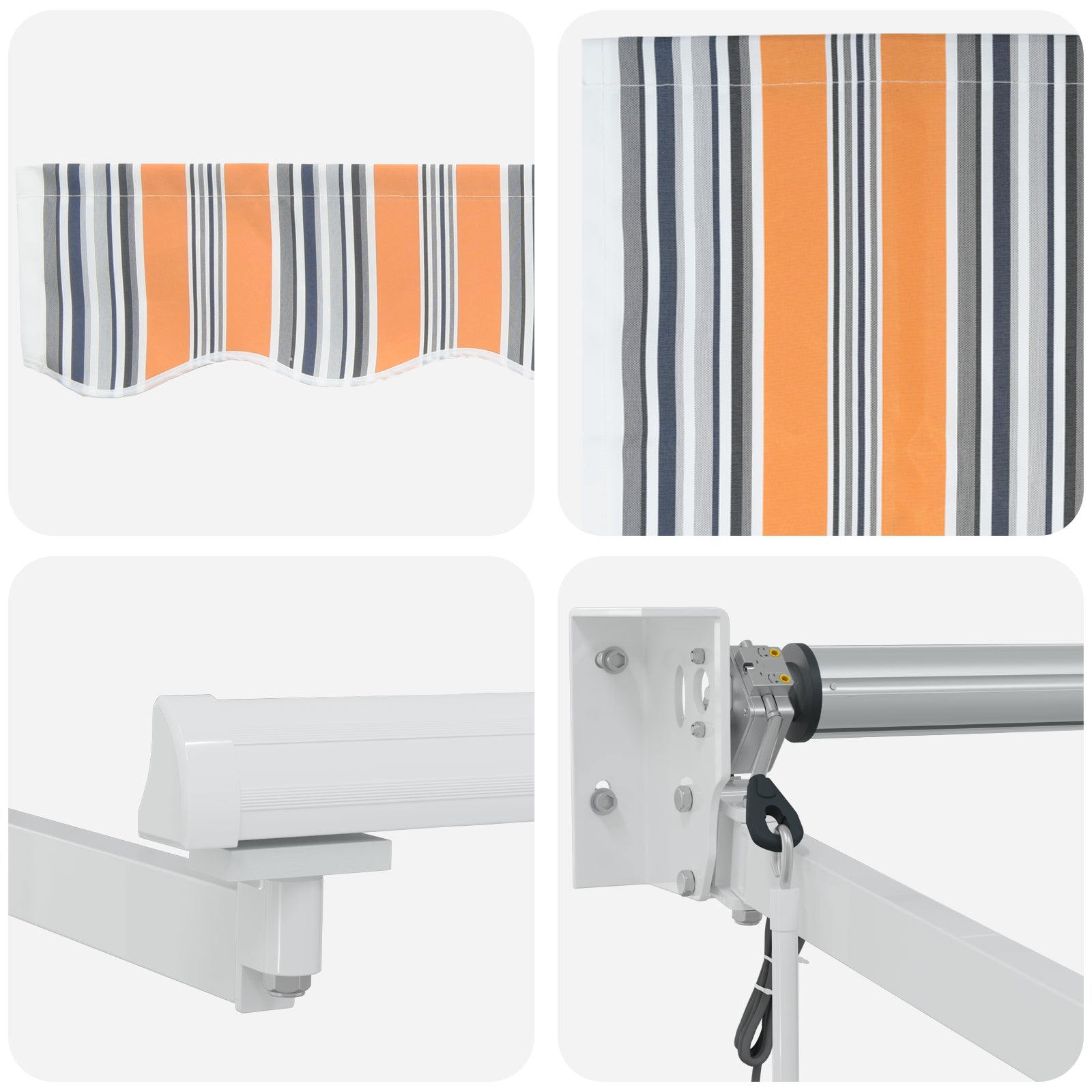 Innvendbar Markise Oransje Grå Blå Hvit 350 x 250 cm stoff