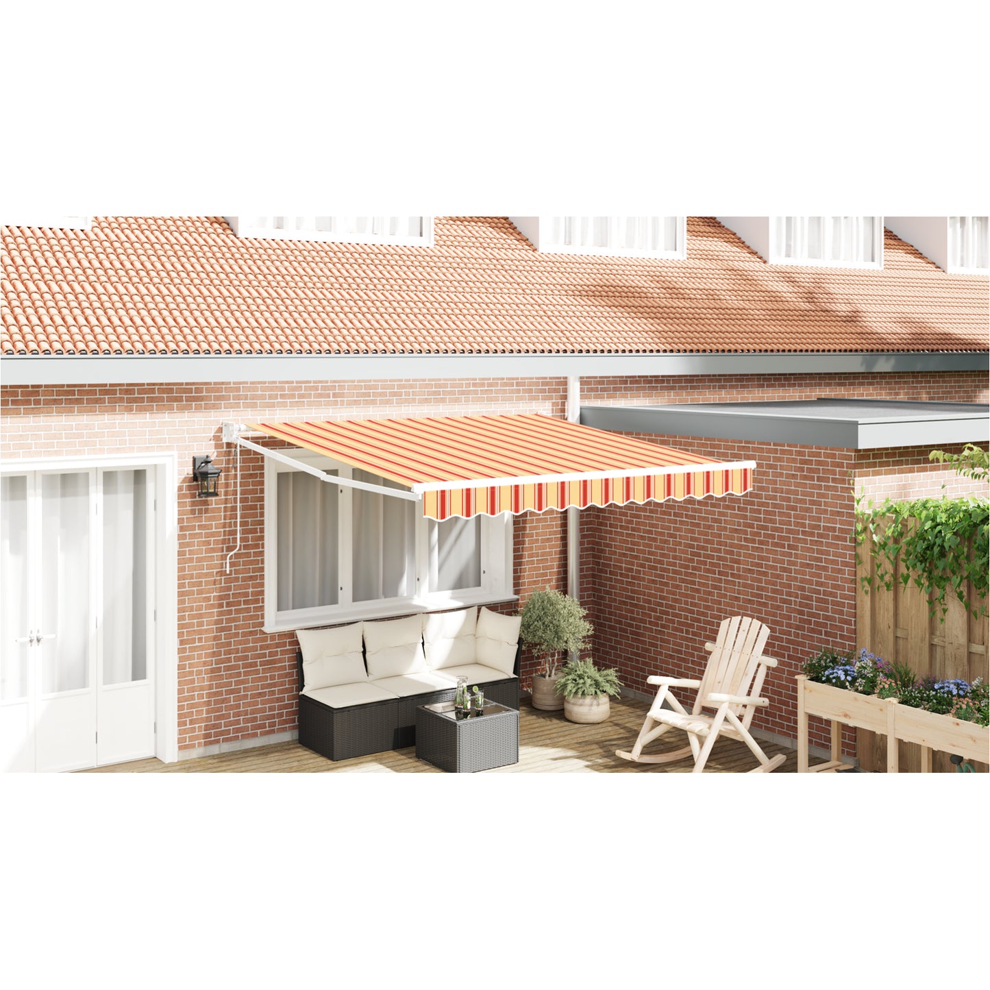 Uttrekkbar markise Gul og oransje 350 x 250 x 165 cm