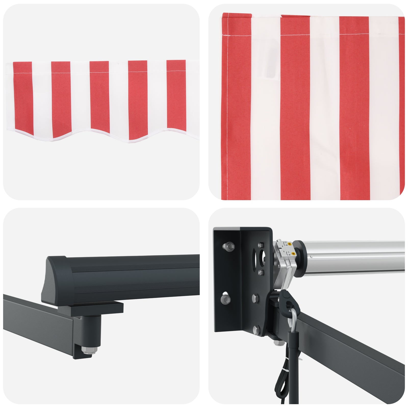 Innvendbar Markise Rød og Hvit 300 x 250 cm Polyester, metall