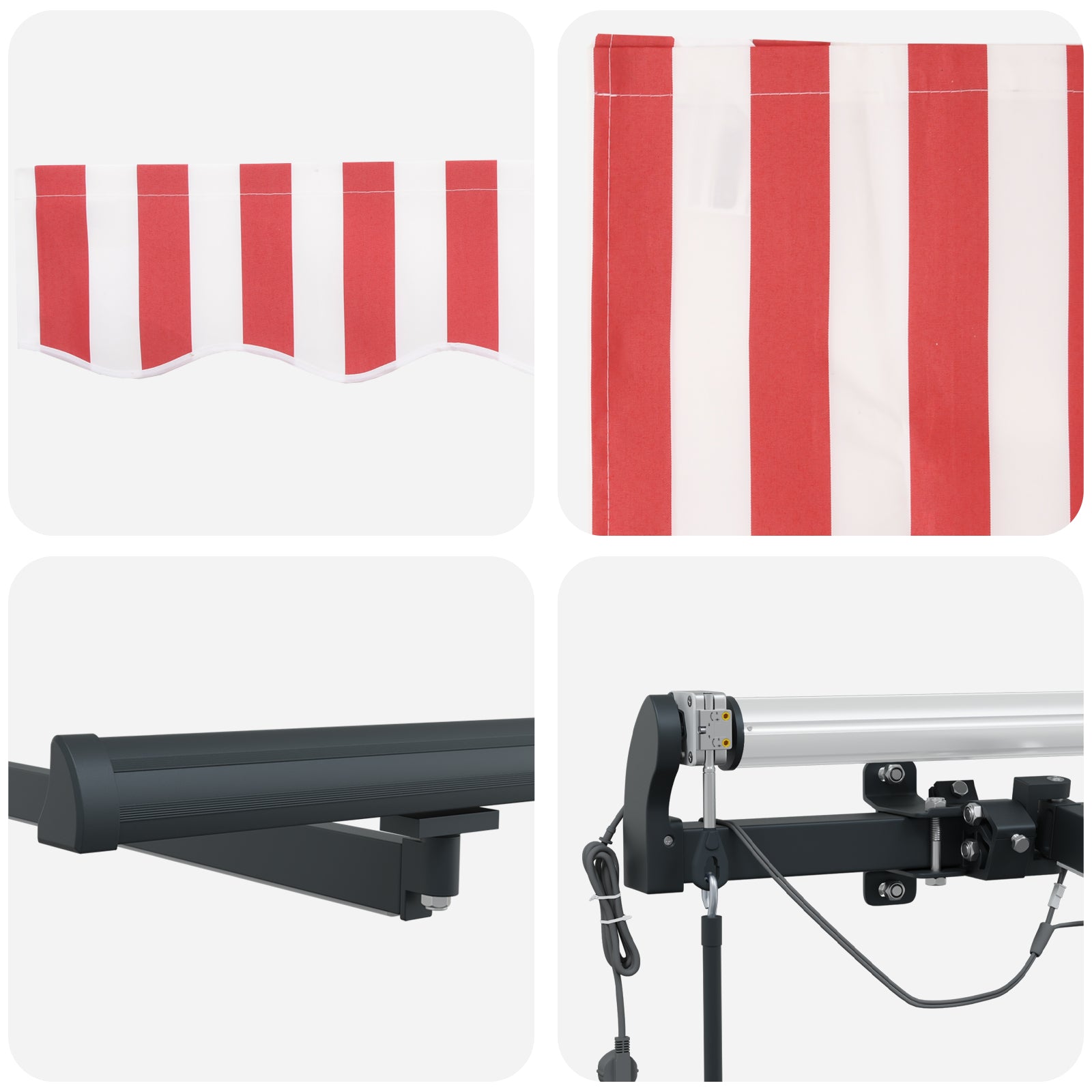 Innvendbar Markise med Rød og hvit 450 × 350 cm stoff