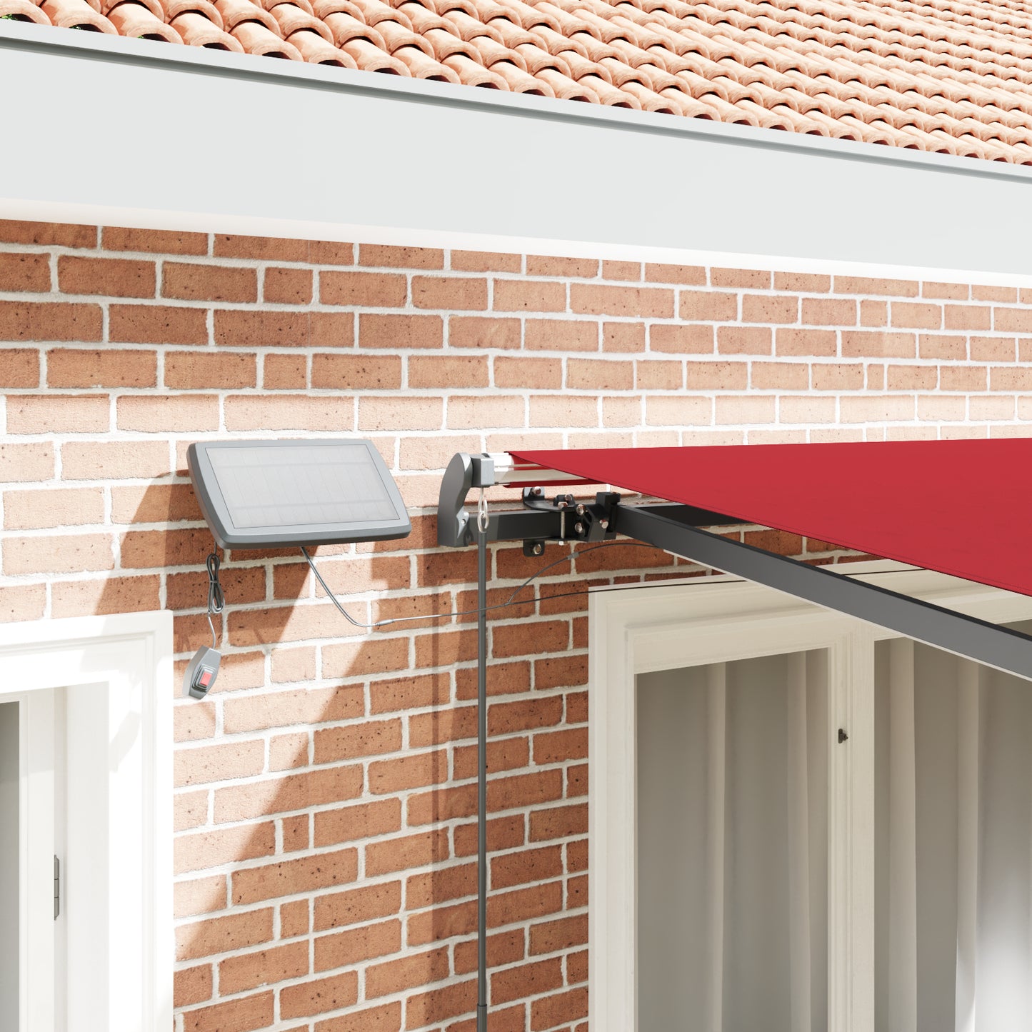 Uttrekkbar markise Rød 350 x 250 cm Stoff og Aluminium
