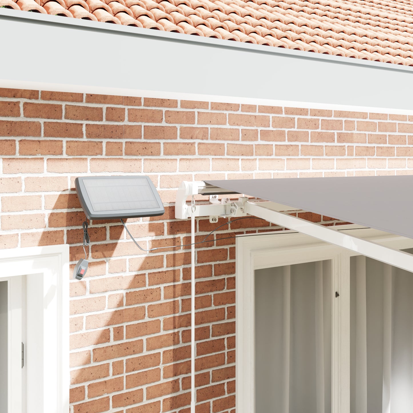 Uttrekkbar markise Lysegrå 300 x 250 cm Stoff og Aluminium