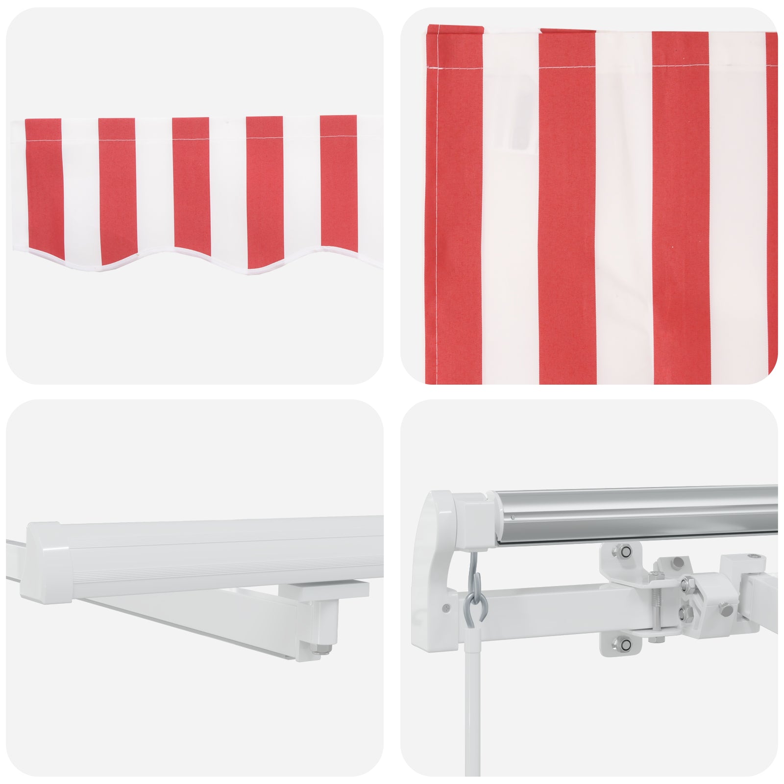 Innvendbar Markise med Rød og hvit 300 x 250 cm stoff