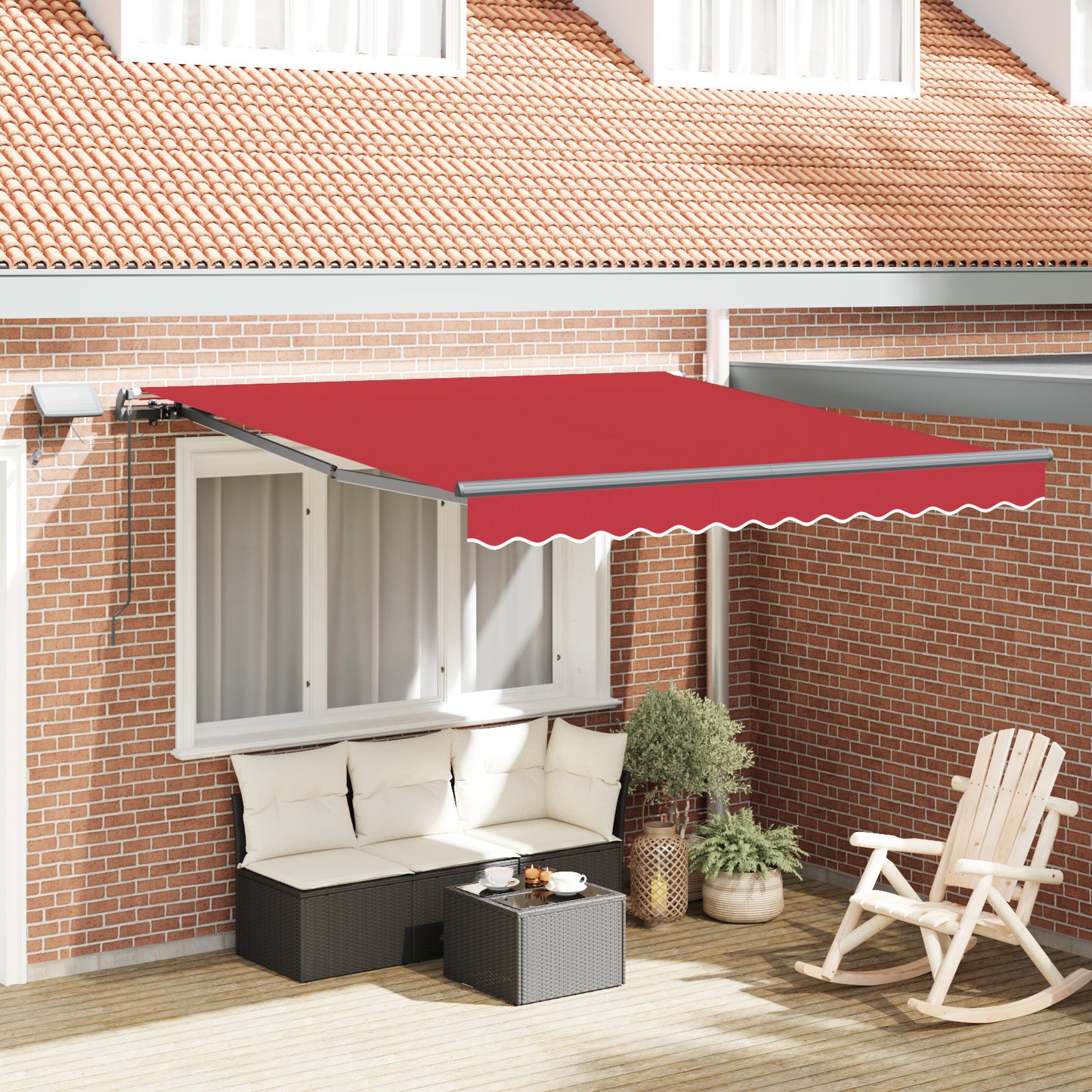 Uttrekkbar markise Rød 350 x 250 cm Stoff og Aluminium