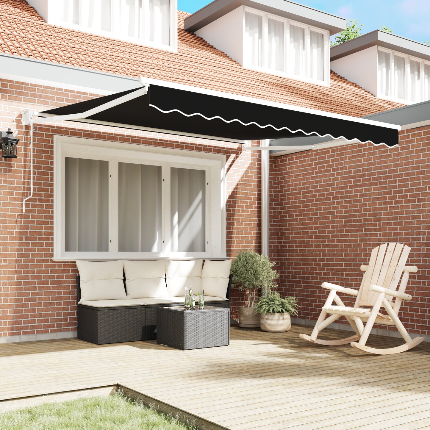 Uttrekkbar markise Svart 350 x 250 cm Polyester og Metall